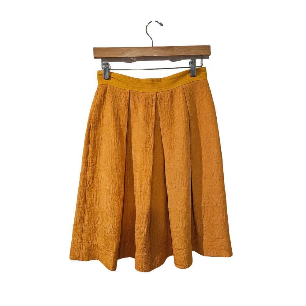 See By Chloe Jacquard Pleated A-line Skirt Yellow size 6